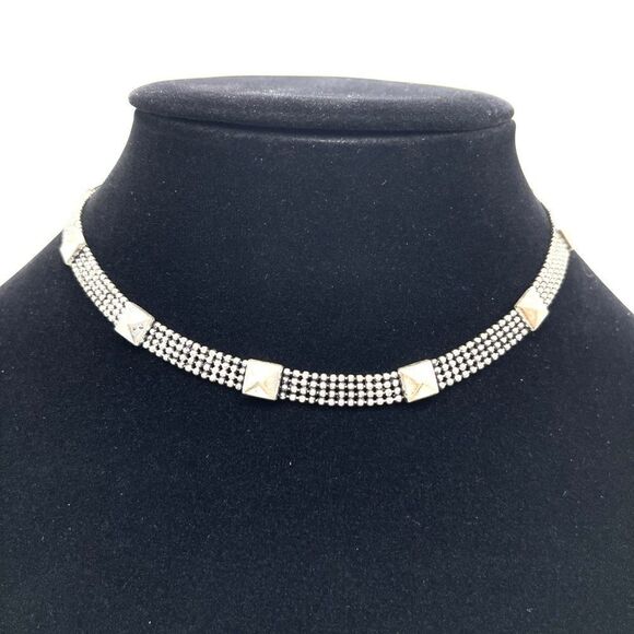💝Chain Mail Choker Necklace In Silver Tone - Picture 2 of 3